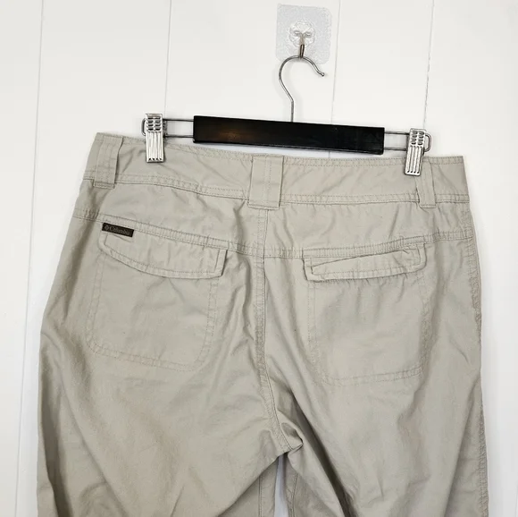 Columbia Beige Cotton Cropped Mid Rise Wide Leg Crop Hiking Capri Summer Travel - Picture 6 of 9